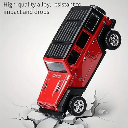 Image of SHAKTISM Die-Cast Metal Car Toy -1:36 Scale, Opening Doors, Pull Back Function, Collectible Toy, Racing Car for Kids Birthday Gift for Boys Girls (Red Wrangler Diecast)