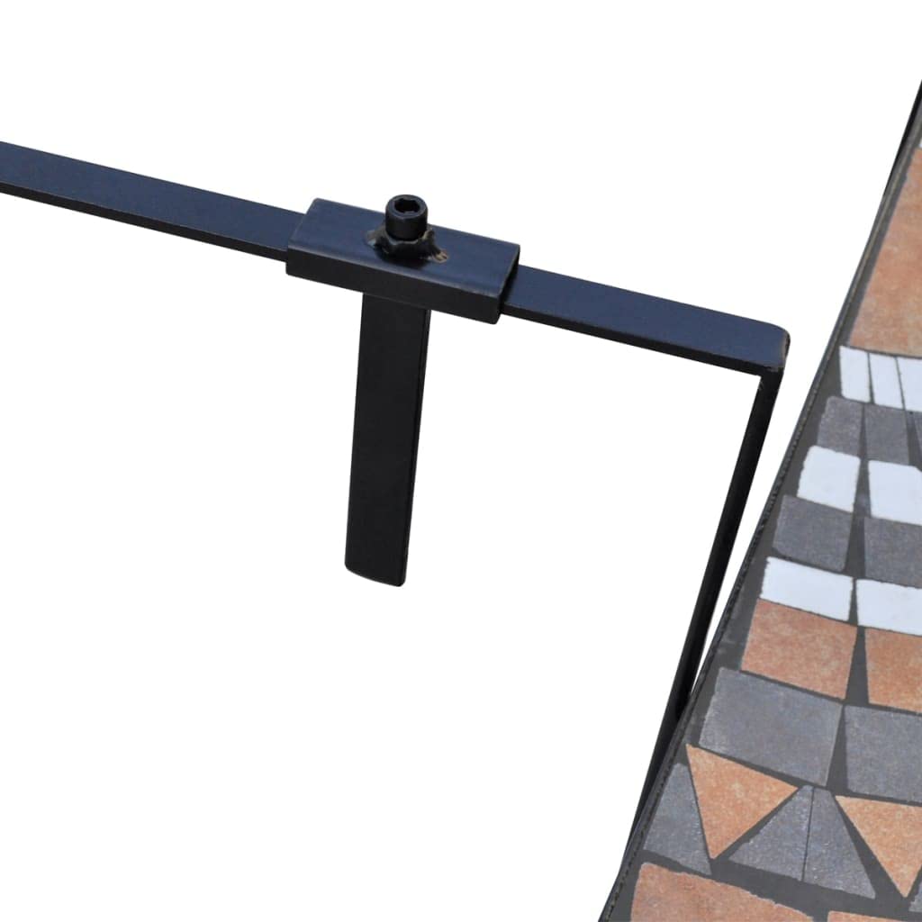 vidaXL Tavolo da Balcone a Mosaico Semicircolare Terracotta Bianca Espositore