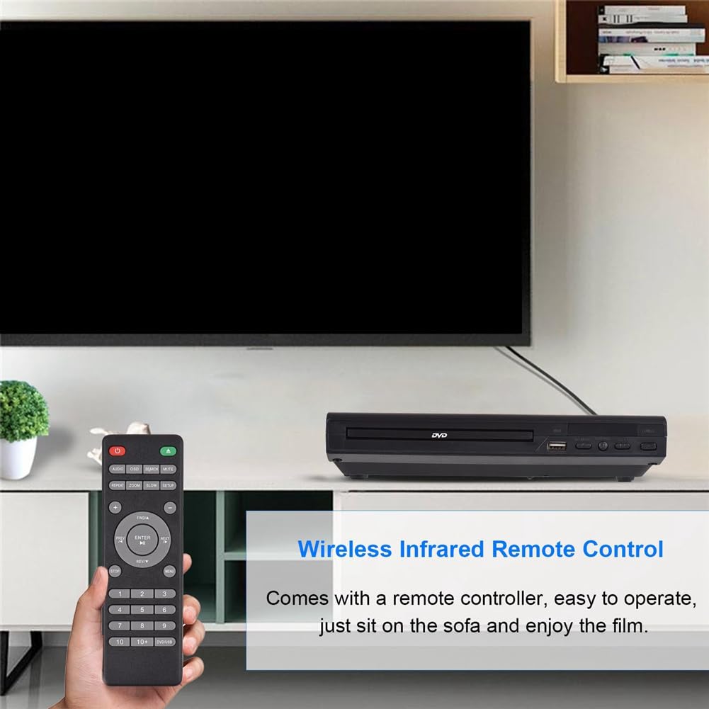 DVD-225 - Reproductor de DVD digital para salida AV con mando a distancia para TV, VCD, reproductor de DVD, enchufe europeo