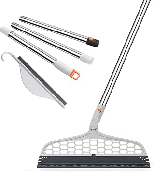 Upgraded Magic Broom, 4 in 1 Sweeper Pet Hair Remover with a Mini Squeegee, Easily Cleans The Floor Surface & Remove Dirt and Hair, for Kitchen Bathroom Cleaning Tools