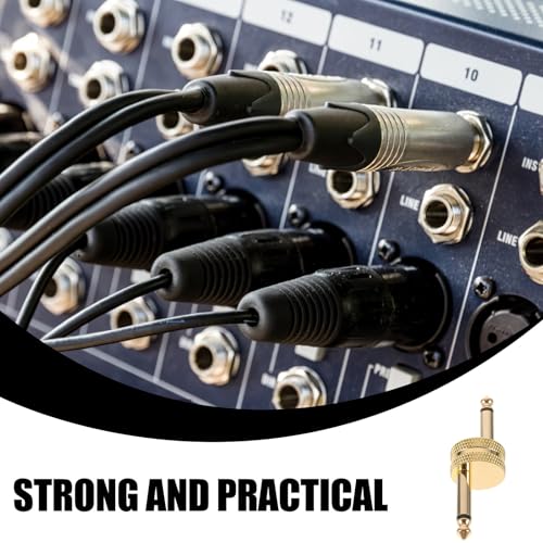 Conector de pedal de guitarra Zerodeko de metal dorado de 6,35 mm en pack de 4 piezas 3
