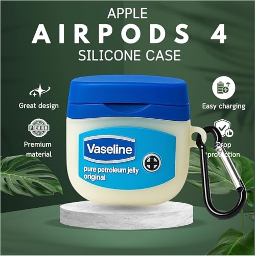 Image of Emoh Roced Case for AirPodS 4 (2024) with Keychain (ANC), Cute Cartoon Shockproof Protective Cover Compatible with Apple AirPods 4th Generation 2024 for Women and Boys (VASELINEE)