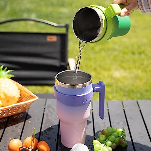 Image of BJPKPK 40 oz Tumbler with Handle & Straw, Insulated Stainless Steel Mug