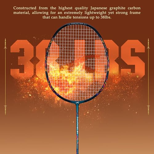 Image of Hundred Predator 84 Extreme Strung Badminton Racket with Full Racket Cover (Black)|
