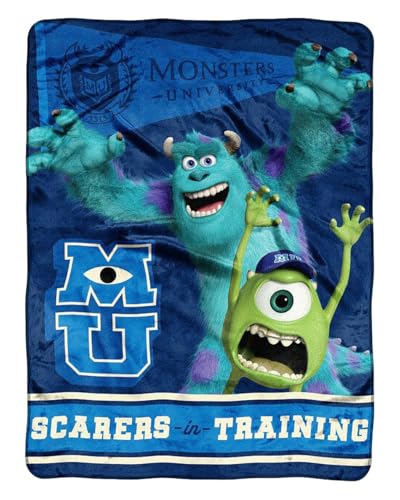 Disney Monsters Inc University Scarers in Training Micro Raschel Throw Blanket 46'x60' (116cm x 152cm)