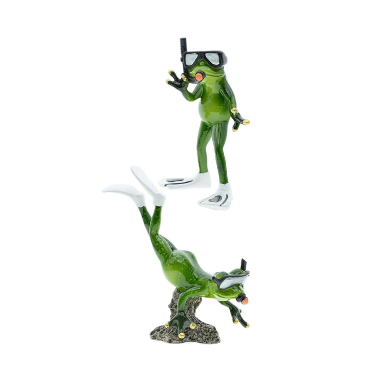 1 Paar Grüne Frosch Gartenfiguren aus Kunstharz, Dekorativ