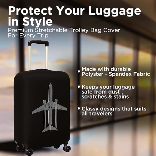 Image of WanderWraps Spendex Polyester Protective Luggage Cover | Hard Luggage Trolley Bag Cover | Washable | Dust Proof | Stretchable | M - 24 inch | Jetstreamm