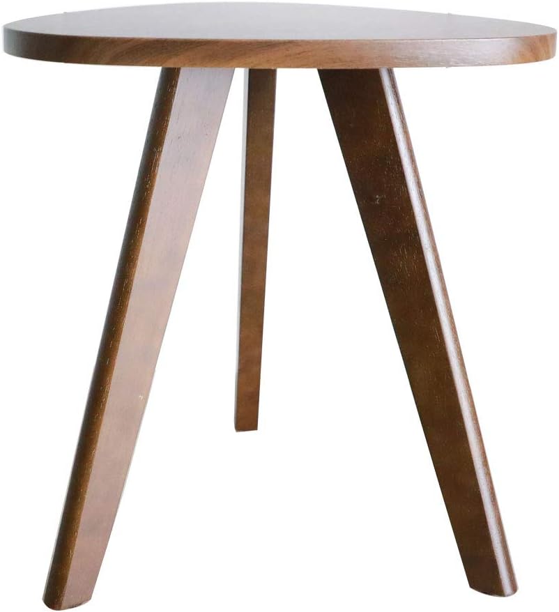 Purzest End Table, Pecan Wood Triangle Side Table Mid-Century Modern Accent Table for Nightstand Living Room Bedroom Balcony Small Table
