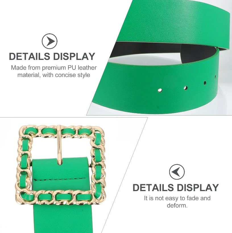 LUOZZY St. Patrick's Day Green Waist Belt Pants Square Buckle Women Casual Belt for Women Costume Decoration2