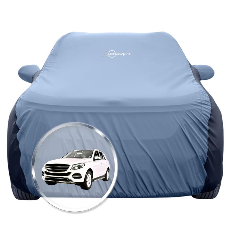 Image of NEODRIFT 'SuperTech' Car Cover for Mercedes GLS-GLE-250 (100% Water-Resistant, All Weather Protection, Tailored Fit, Multi-Layered & Breathable Fabric) (Colour: L.Blue+Black)