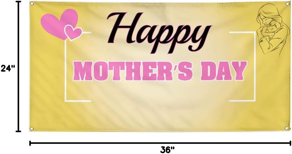 Vinyl Banner Multiple Sizes Happy Mothers Day C Advertising Printing Holidays and Occasions Outdoor Weatherproof Industrial Yard Signs 4 Grommets 24x36Inches