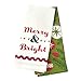 Hallmark Home Decorative Cotton Kitchen Tea Towels (Set of 2) Classic Red and Green "Merry & Bright"