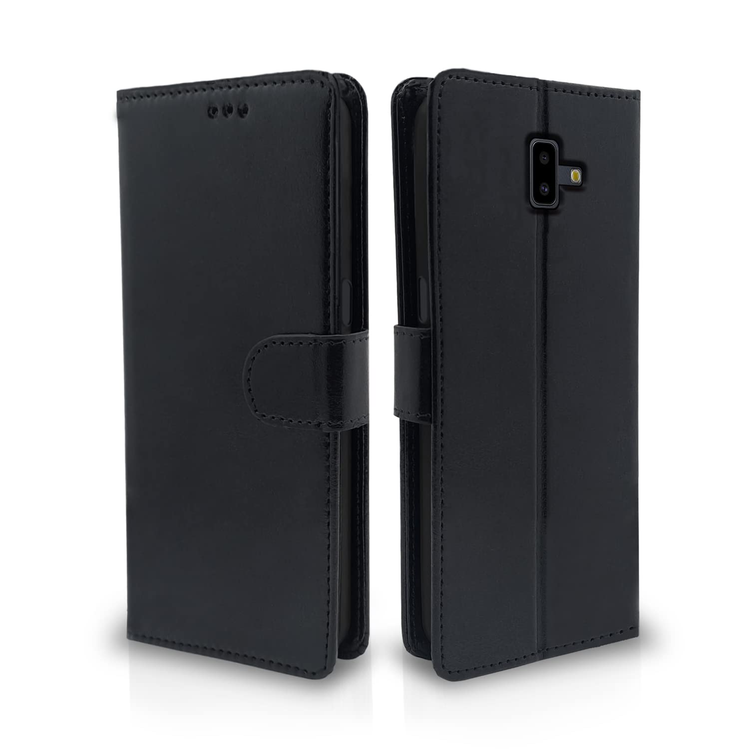 Pikkme Samsung Galaxy J6 Plus Flip Case Leather Finish | Inside TPU with Card Pockets | Wallet Stand and Shock Proof | Magnetic Closing | Complete Protection Flip Cover (Black) (B0BJJKQKSQ) Amazon Price History, Amazon Price Tracker