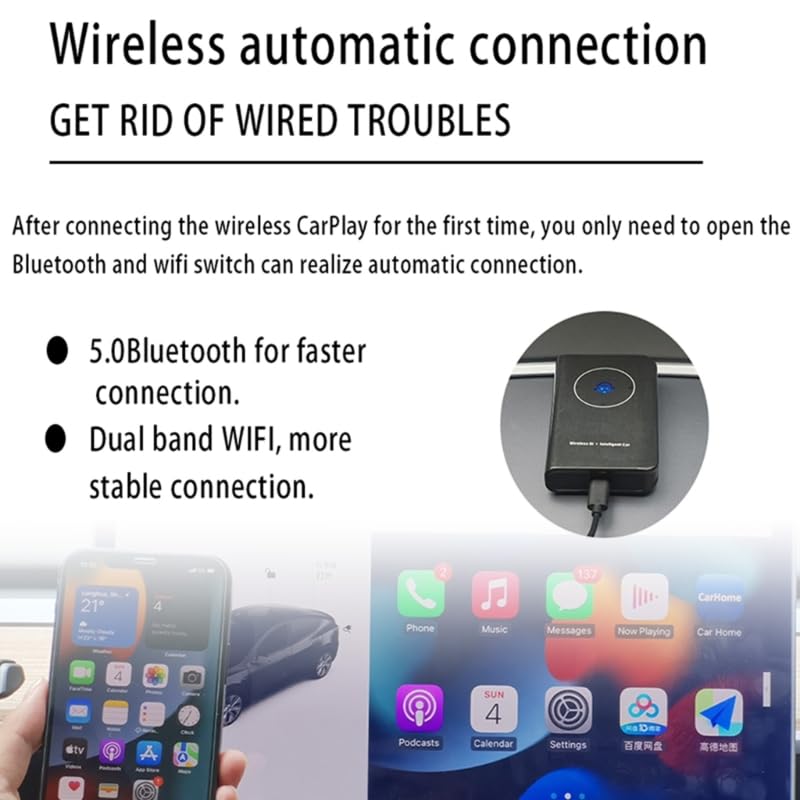 Wireless Auto Adapter Wireless CarPlay Box USB Dongle for Model 3YXS