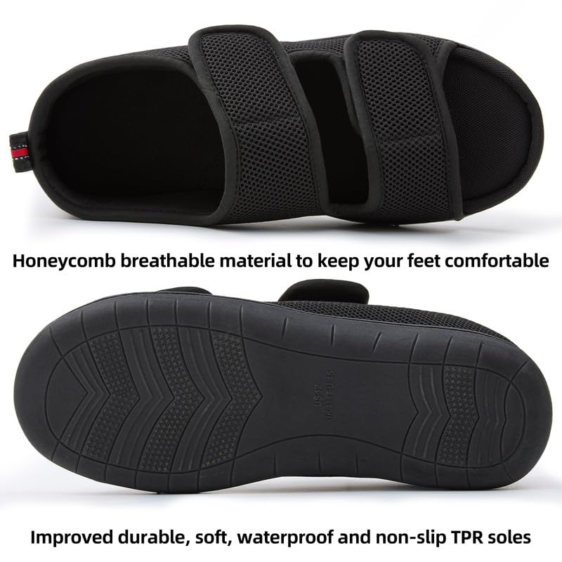 Mesh Adjustable Diabetic Slippers, Arch Support Open Toe Closed Back Slip-on Indoor Slippers for Men and Women2