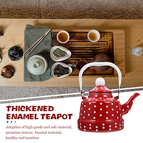 Cabilock Enamel Tea Kettle Stove Top Water Kettle Coffee Kettle Stovetop Tea Kettle With Stainless Steel Filter Water Milk Warmer For Home Restaurant Kitchen Outdoor Red #TOP3