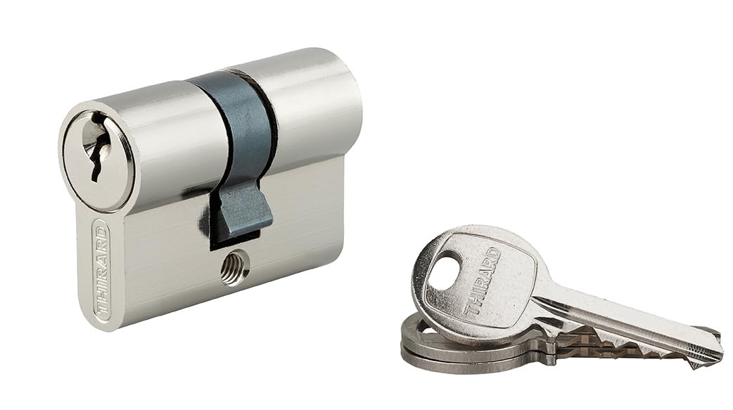 Cylindre De Serrure Profilé 30/35 Nickelé - Marque Keymet, Laiton, Avec Clés, Fait En Allemagne, Neuf Sous Blister
