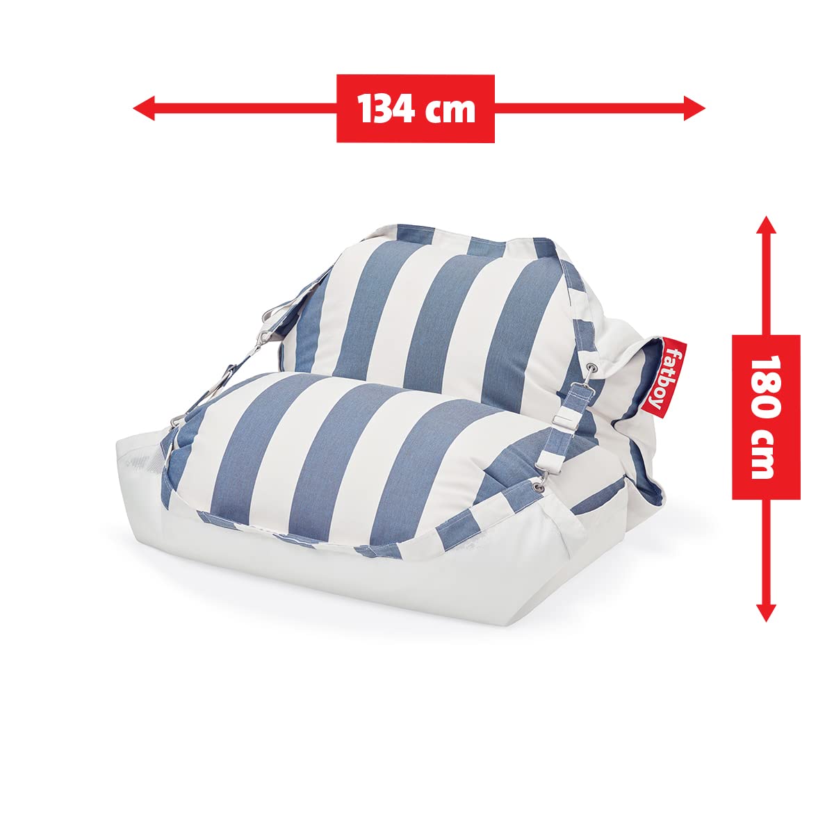 Fatboy® Original Floatzac Bleu (Rayure) | Pouf pour Le Sol et sur l'eau | Séchage Rapide et pour Flottant
