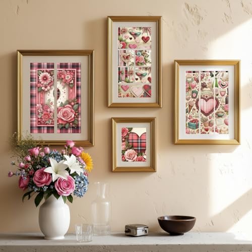 Image of ZIBUYU 36 Sheet Vintage Plaid Paper Sheets, 12 Retro Floral Assorted Designs, Roses, Hearts & Lace Patterns, 6'' Decorative Craft Paper Sheets for Scrapbooking, Journaling, Card Making