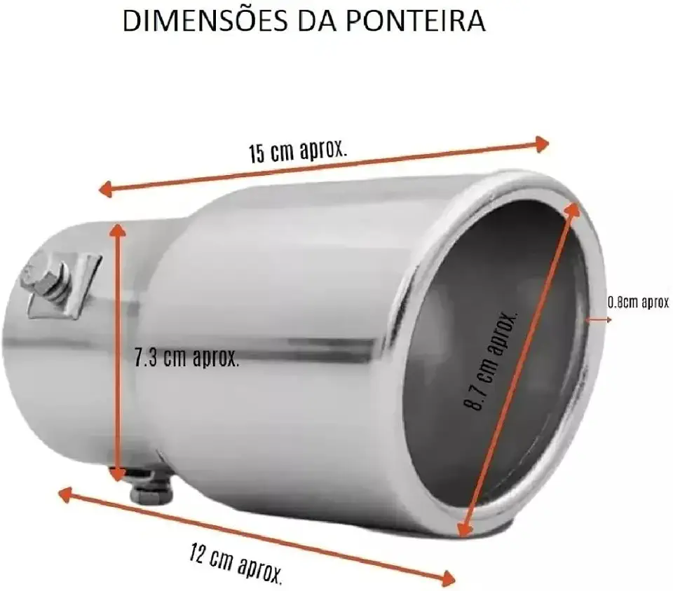 Ponteira Para Escapamento Esportivo Universal Carro (Cromada)