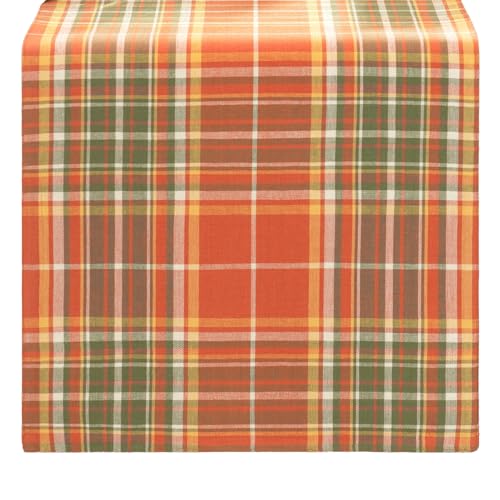Elrene Home Fashions Hawley Plaid Harvest Fall/Thanksgiving Cotton Console Centerpiece/Table Runner, 13'x70'