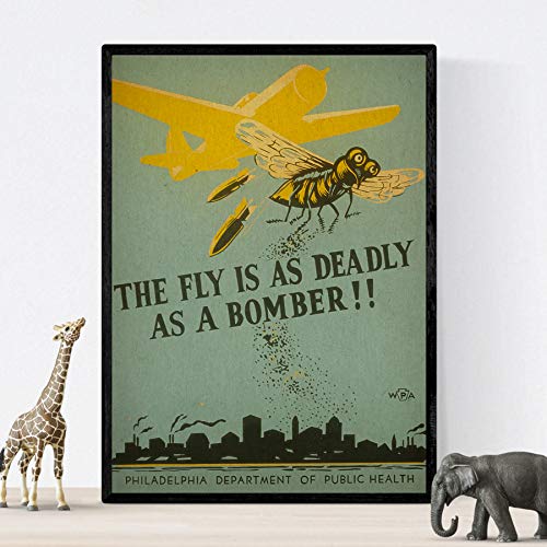 Nacnic Vintage Poster Vintage poster public health. Fly dangerous. A3 size, 42L x 29.7W cm - Image 3