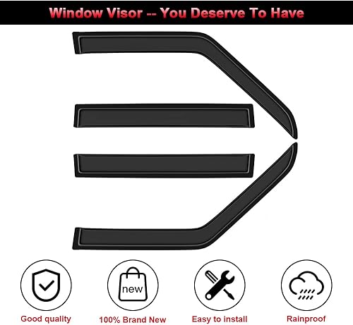 Miniatura 5 de cciyu Deflectores de ventana lateral, juego de 4 piezas para Jeep 1984-2001 para Jeep para Cherokee, protectores de lluvia adhesivos, deflector de