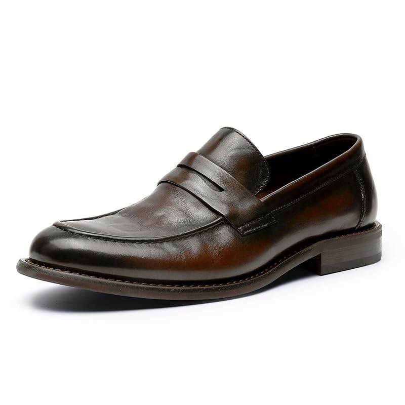 Image of Men's Slip-On Oxfords, Leather Dress Shoes for Business