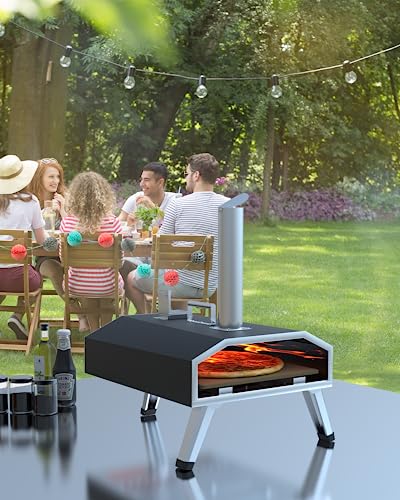 RIEDHOFF 12"Multi-Fuel Outdoor Pizza Oven, Wood Fired & Gas Portable Pizza Maker, [4000W] [13650BTU] Quickly Bake Stainless Steel Pizza Grill with Anti-scald Handle & Foldable Legs for Outdoor Cooking - Thumbnail 5