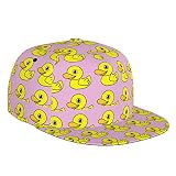 Cute Duck Print Baseball Cap for Women Men Summer Flat Bill Cap Adjustable Duck Baseball Hat Snapbac