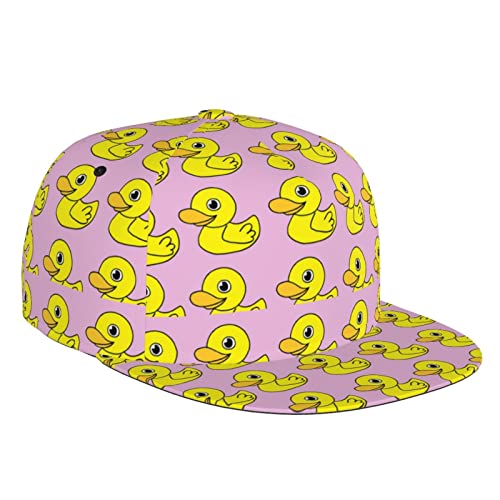 Cute Duck Print Baseball Cap For Women Men Summer Flat Bill Cap Adjustable Duck Baseball Hat Snapback Sun Hats #TOP6
