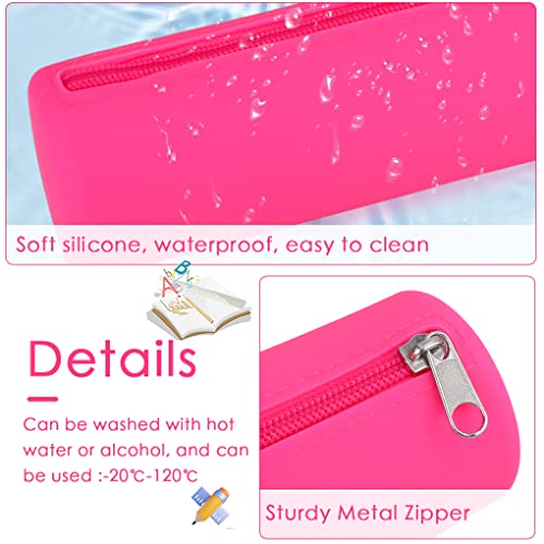 Image of Oyachic Colorful Silicone Pencil Case Cylinder Pencil Pouch Zipper Pencil Bag Aesthetic Pencil Pouch Pen Bag Women Makeup Office Markers Supplies
