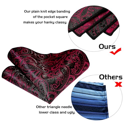 Image of 5PCS Tie and Pocket Square for Men, Silk Necktie and Handkerchief Cufflinks with Gold Ring and Lapel Pin Set