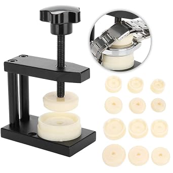 Manual Rotarys Watch Capping Machine, Watch Bottom Cover Tool, Screw Type Capping Machine Manually Rotating Cover Tool with 12 Dies Pressing Repair Kit Tool Front Back Case Cover Press Repair Tools