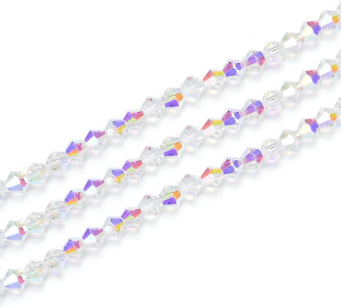 0.88oz (600+ Pieces) 3mm Faceted Fire Polished Czech Glass Beads – Crystal AB Color, Perfect For Jewelry Making & Crafts