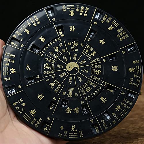 Brújula antigua china Luo Pan Feng Shui 13.1 cm diámetro miniatura 4