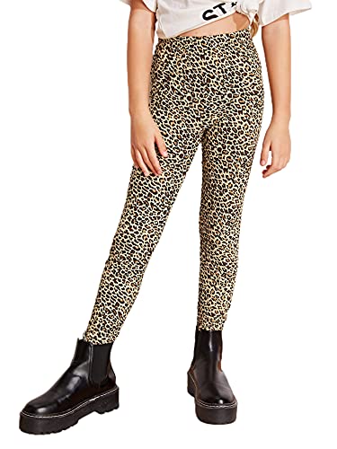Wdirara Girl's Leopard Print Elastic High Waist Leggings Casual Skinny Pants Multicolored 10Y #TOP19