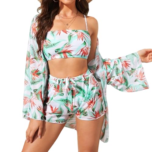 Maillot de bain 3 pièces femme avec robe manches longues protection et confort