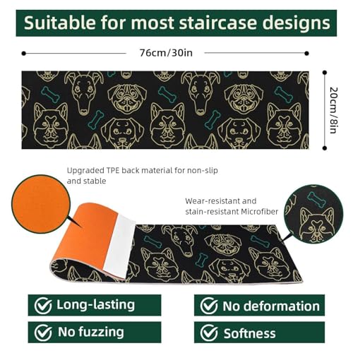 Alfombrilla para peldaños con diseño de perro para escaleras oscuras de interior 3
