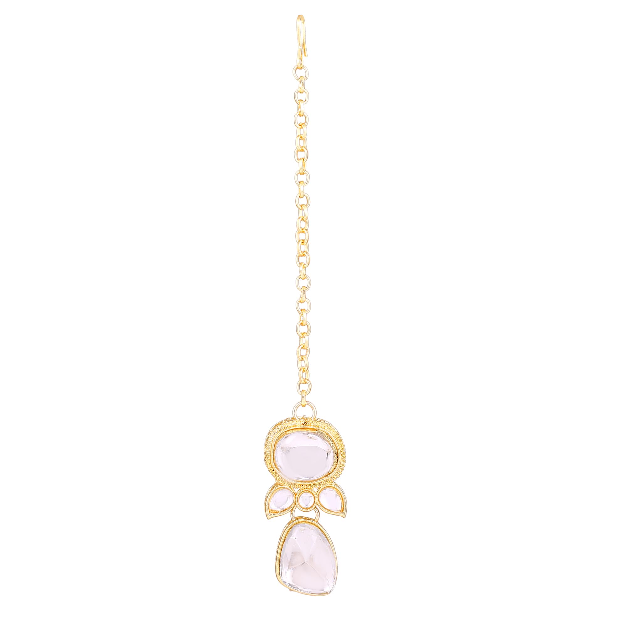 Dazzling Kundan Necklace Set with Maang Tikka