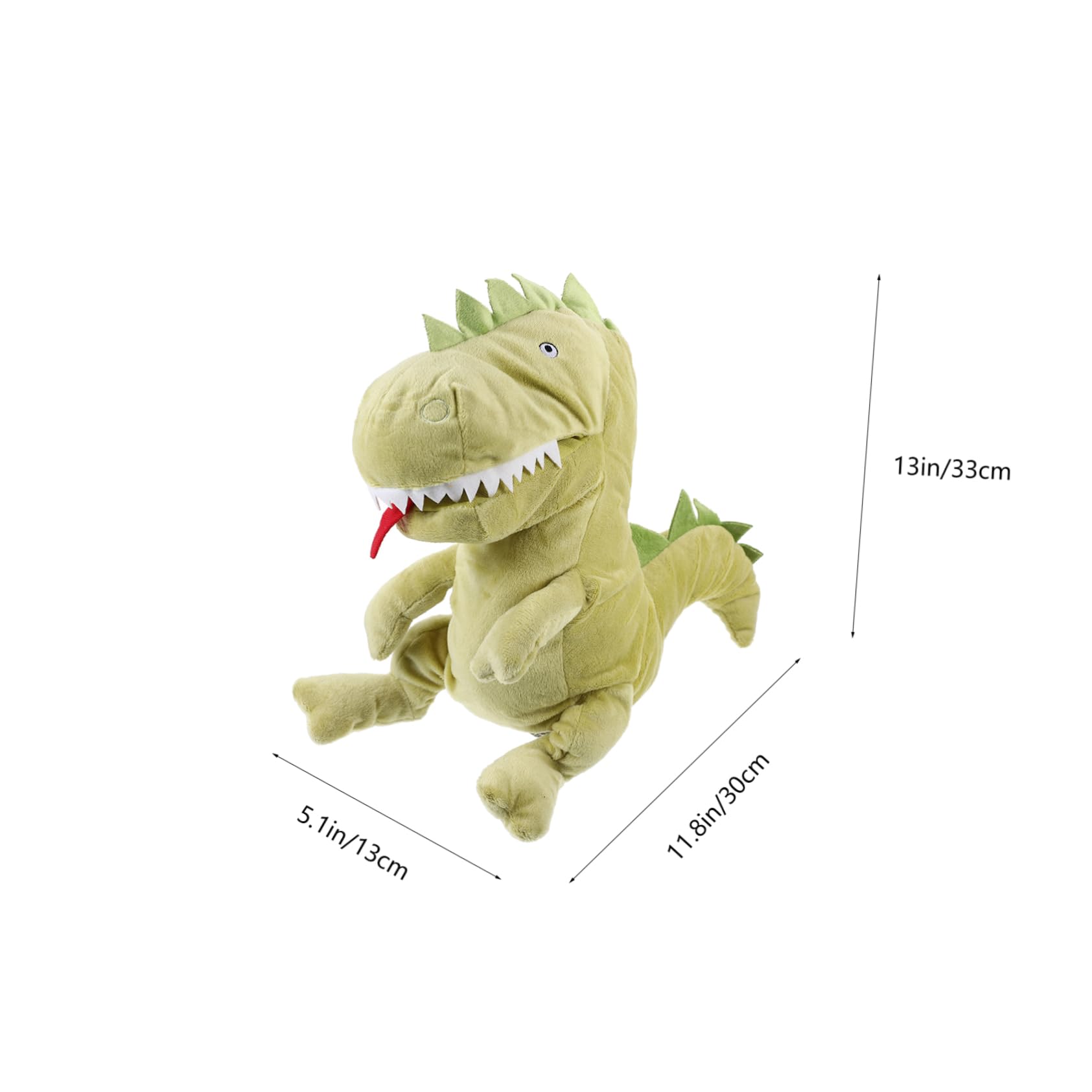 Marioneta de Mano Dinosaurio Verde de Peluche Boca Móvil | Relleno de Algodón Pp, Juguete Interactivo para Contar Historias, Uso en Escuela y Hora de Dormir