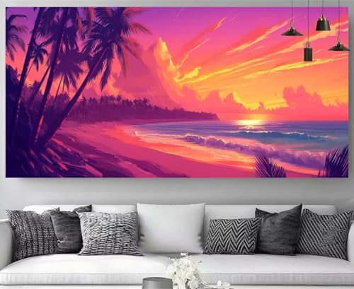 Diamond Painting XXL Coucher de Soleil 80x160cm M-Y231 avec Broderie Strass Kit Complet