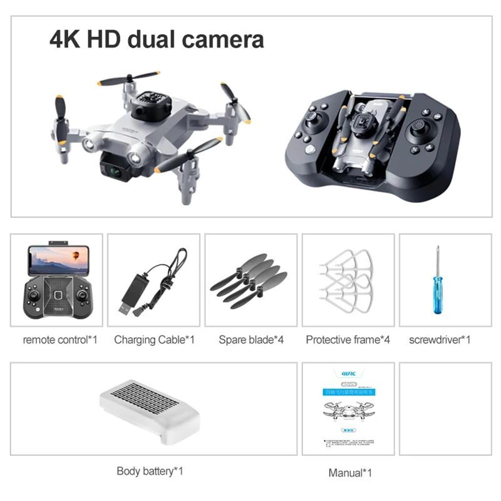 Nero,Single Battery,v30 Mini Drone con Telecamera HD 4k 1080p FPV rc droni Elicottero Professionale a Cinque Lati per Evitare Gli Ostacoli Drone Giocattolo Regalo