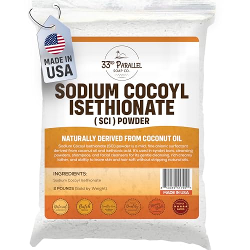 Sodium Cocoyl Isethionate (SCI) Powder (2 Lbs / 32oz) | Natural Gentle Coconut-Based Cleanser, Sulfate-Free Surfactant for Shampoo Bars, Body Wash, Facial Cleanser & Syndet Bars | 2 POUNDS