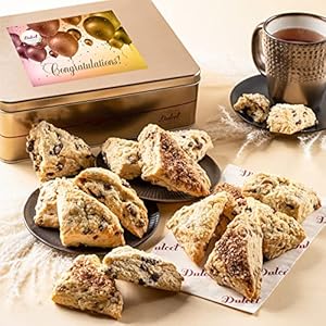 Dulcet Gift Baskets Artisan Scone Congratulations Gift Tin, Gourmet Pastries Gifting for Men, Women, Friends and Families With Prime Delivery