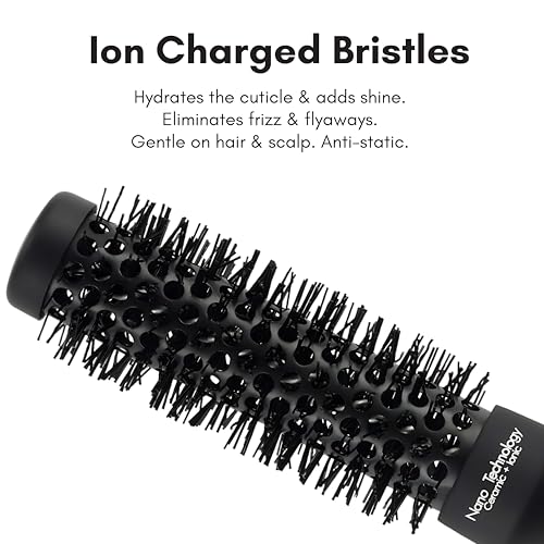 Image of Beaute Secrets Ceramic Round Brush for Blow Drying, 1 Inch Professional Ion Thermal Barrel Hairbrush for Women Styling, Blowout,Curling, Smoothing, Medium to Long Wavy or Curly Hair, 25mm
