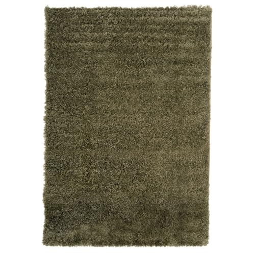 Modern Dark Green Living Room Area Rug Thick Shaggy Shag Speckled Olive Carpet Cozy Durable Stain Resistant Bedroom Hallway Fireplace Area Rugs 160cm x 230cm