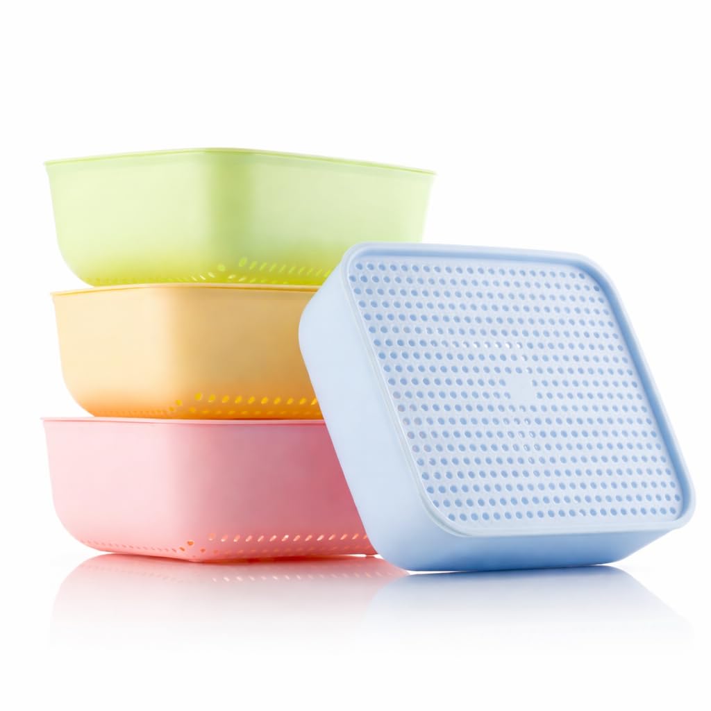 AKX Storage Box for Fridge Organiser (3 Pcs) with Lid – Vegetable & Fruits Basket, Multipurpose Toys Storage Box, Plastic Organiser Box for Kitchen, Home & Office-image-41