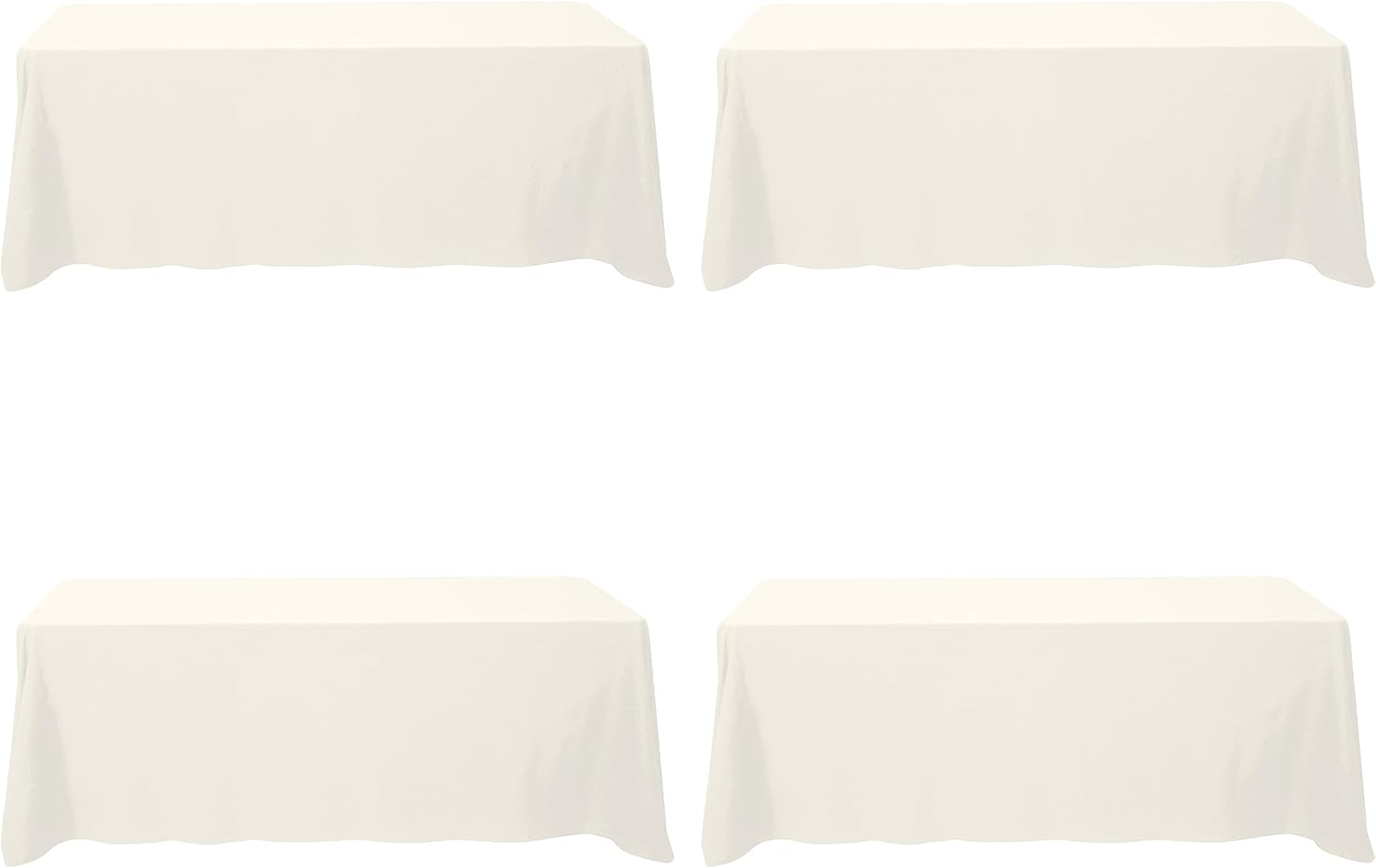BRILLMAX 4 Pack Ivory Tablecloths for 8 Foot Rectangle Tables 90 x 156 Inch - 8ft Rectangular Bulk Linen Polyester Fabric Washable Cloth Cover for Wedding Reception Banquet Birthday Party