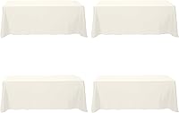 Vista 1 de BRILLMAX 4 Pack Ivory Tablecloths for 8 Foot Rectangle Tables 90 x 156 Inch - 8ft Rectangular Bulk Linen Polyester Fabric Washable Cloth Cover for